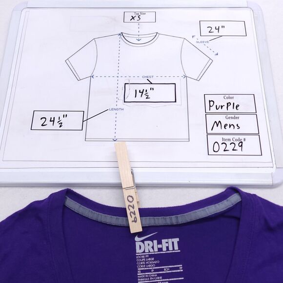 Nike Dri-Fit Athletic Pullover Long Sleeve Shirt Mens Size Extra Small XS Purple - Picture 9 of 9